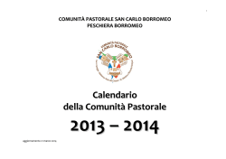 Calendario della Comunit&agrave; Pastorale
