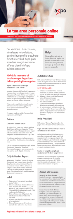 La tua area personale online