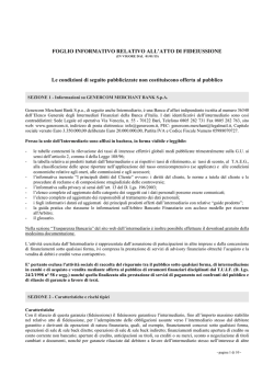 Foglio informativo - Fideiussione