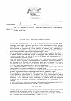 dott. Diego Paternostro-Rientro periodo di aspettativa senza assegni