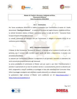 srl Master di I livello in Sicurezza, Ambiente ed Etica. &ldquo;Sicurezza