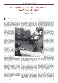 RICORRENTE DISSESTO IDRO-GEOLOGICO NELLA PIANA DI GIOIA