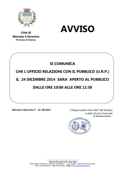 AVVISO URP 24 DICEMBRE 2014 - Comune di Mercato San Severino