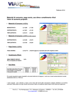 Materiali di consumo, paga oraria, uso dime e smaltimento rifiuti
