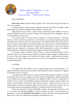 Intervento introduttivo dedicazione chiesa S.Ignazio