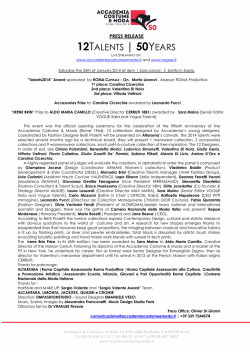 Press Release Accademia di Costume e Moda Talents 2014