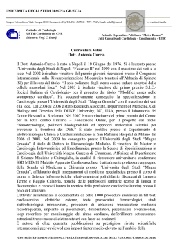 Curriculum Vitae Dott. Antonio Curcio Il Dott. Antonio Curcio è nato a