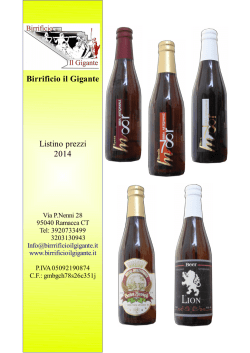Birrificio il Gigante Listino prezzi 2014