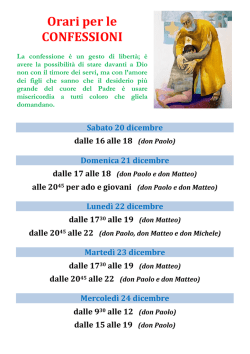 Orari per le CONFESSIONI - Parrocchia di Albairate