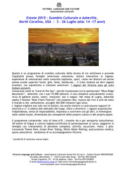 Estate 2015 : Scambio Culturale a Asheville, North Carolina, USA