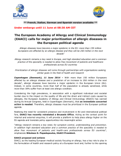 The European Academy of Allergy and Clinical Immunology (EAACI