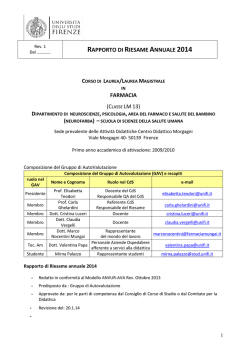 Rapporto di Riesame Annuale 2014 - Corso di Laurea Magistrale a