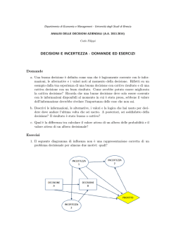 DECISIONI E INCERTEZZA - DOMANDE ED ESERCIZI Domande