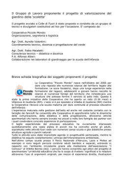 Il Gruppo di Lavoro proponente il progetto di