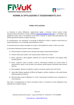 NORME DI AFFILIAZIONE E TESSERAMENTO 2015