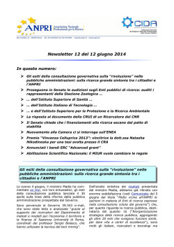 Newsletter 12 del 12 giugno 2014