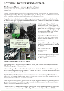 The Garden of Eden &ndash; a secret garden in Venice. INVITATION TO