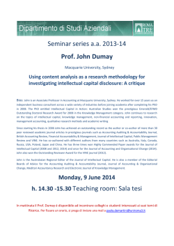Seminar series a.a. 2013-14 Prof. John Dumay h. 14.30