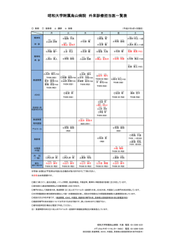 初診・専門外来担当医一覧表の一括ダウンロード（2015年4月