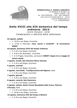 Dalla XVIII alla XIX domenica del tempo ordinario 2014