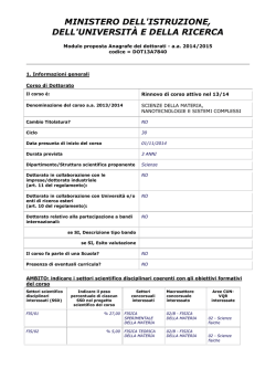 Scienze della Materia, Nanotecnologie e Sistemi Complessi