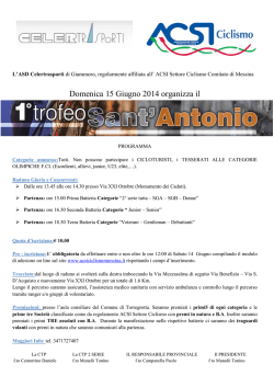Domenica 15 Giugno 2014 organizza il