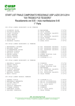 START LIST FINALE CAMPIONATO REGIONALE UISP LAZIO 2013