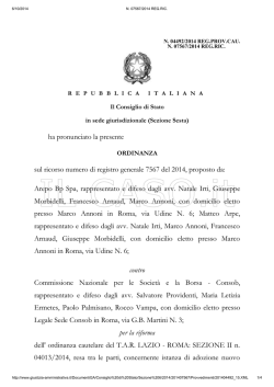 ha pronunciato la presente sul ricorso numero di