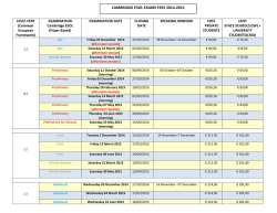 cambridge esol exams fees 2014-2015