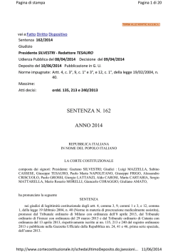 SENTENZA N. 162 ANNO 2014 - Il sole 24 Ore