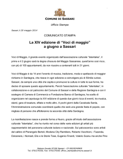 La XIV edizione di &ldquo;Voci di maggio&rdquo; a giugno a Sassari