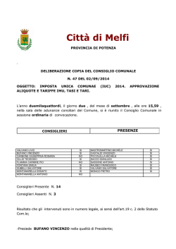 Delibera n.47 Aliquote e Tariffe IMU, TASI, TARI