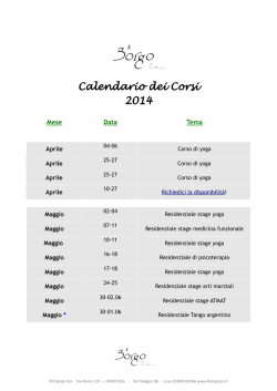 Calendario dei Corsi 2014