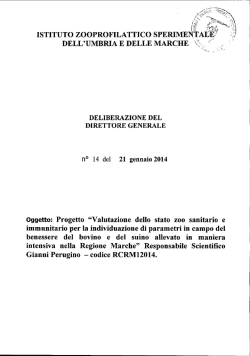 Oggetto: Progetto "Valutazione dello stato zoo sanitario e