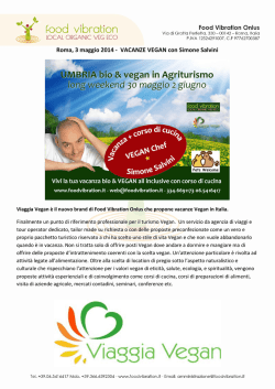 Roma, 3 maggio 2014 - VACANZE VEGAN con Simone Salvini