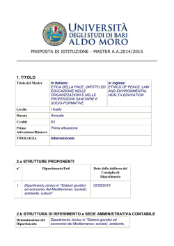 proposta di istituzione - Universit&agrave; degli Studi di Bari