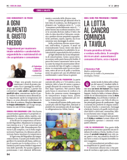 LA LOTTA AL CANCRO COMINCIA A TAVOLA