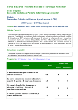 Economia e politiche del sistema agroalimentare