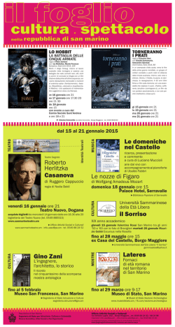 Proiezioni cinematografiche a San Marino dal 1° al 7 gennaio 2015