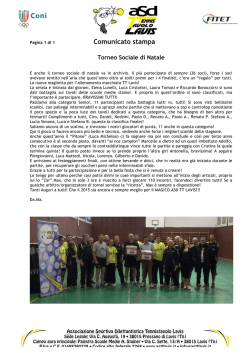 Scarica Comunicato stampa!!! - A.S.D. Tennis Tavolo Lavis
