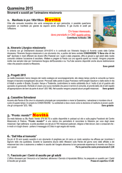 presentazione strumenti e sussidi quaresima 2015
