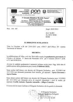 Decreto Pubblicazione Graduatorie Provvisorie di