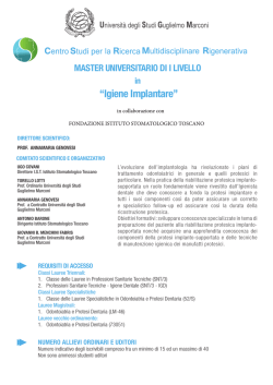 Master in Igiene Implantare - Università degli Studi Guglielmo Marconi