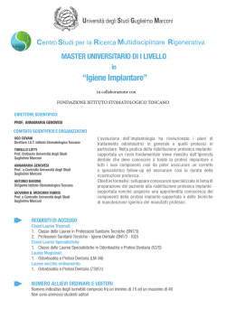 Master in Igiene Implantare - Universit&agrave; degli Studi Guglielmo Marconi