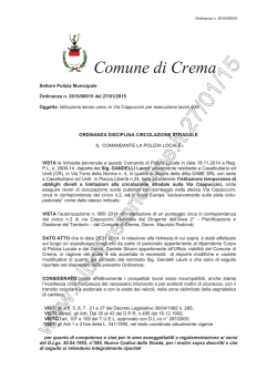 Limitazioni alla circolazione in via Cappuccini, l