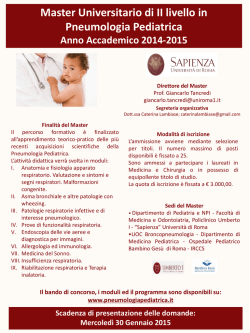 Master Universitario di II livello in Pneumologia Pediatrica