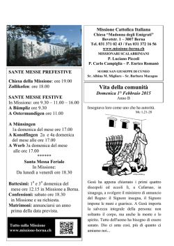 Bollettino "Vita della Comunit&agrave;" - Missione Cattolica Italiana Berna