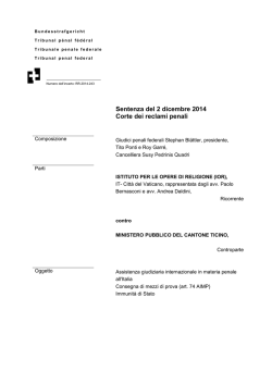 Sentenza del 2 dicembre 2014 Corte dei reclami penali