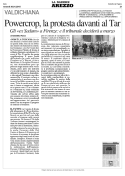 30 gennaio NAZ AR. Powercrop, la protesta davanti al Tar