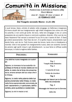01 FEBBRAIO 2015 - Parrocchia s. Antonio di Padova